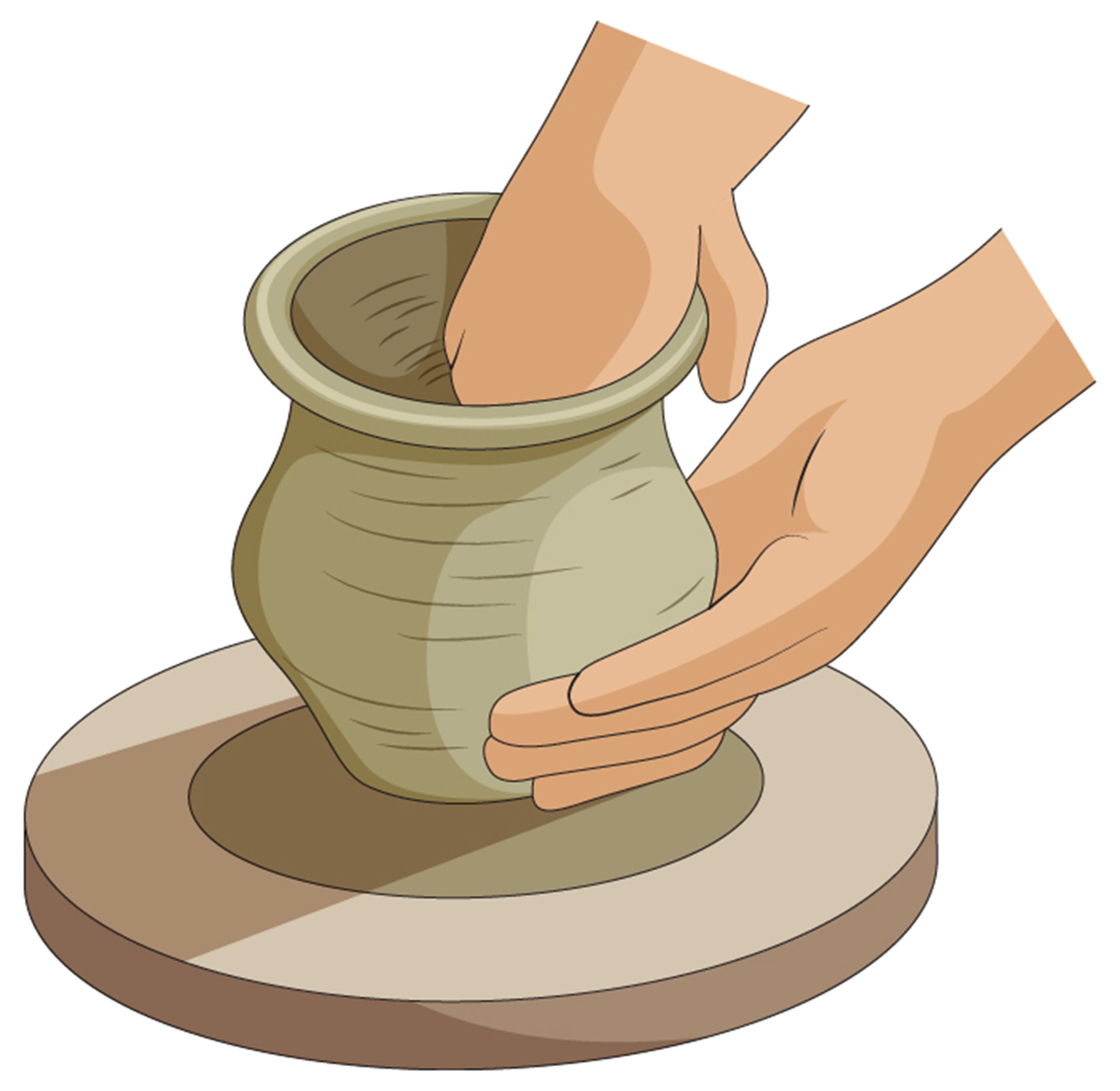 hands moulding clay and making pot